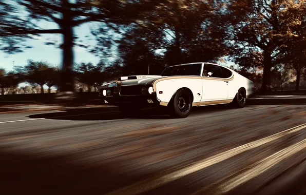 HDR, Autumn, Street, Game, Sunshine, Muscle Car, Trees, Leaves