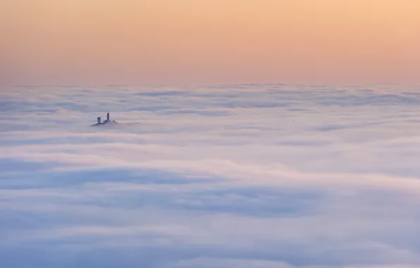 Картинка landscape, fog, alba, Macerata, Mogliano, nuvole, nebbia
