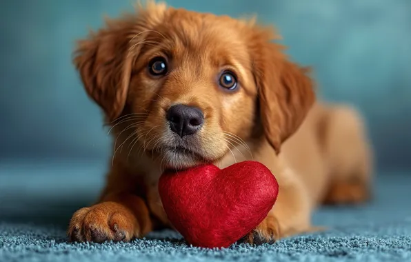 Сердце, собака, милый, щенок, puppy, heart, dog, lovely