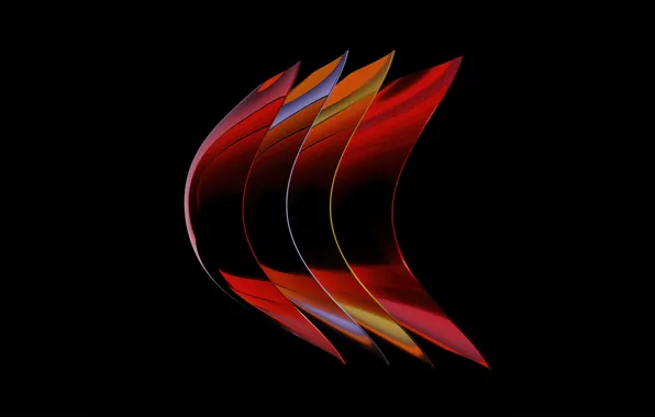 Vision, черный фон, Абстракция, Abstract, трехмерные красные фигуры, 3d Red Shapes
