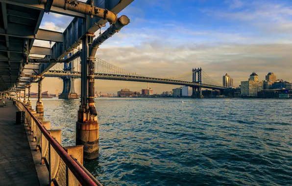 Картинка мост, Нью-Йорк, Манхэттен, Manhattan, New York City, Ист-Ривер
