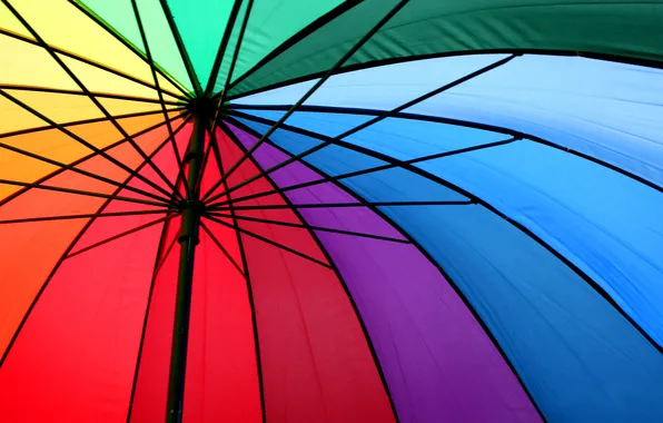 Картинка металл, радуга, спектр, зонт, спицы, разноцветные