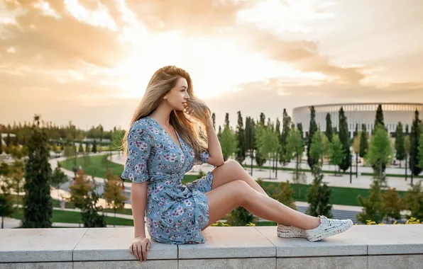 Legs, sun, pretty, blonde, Георгий Дьяков, dresd