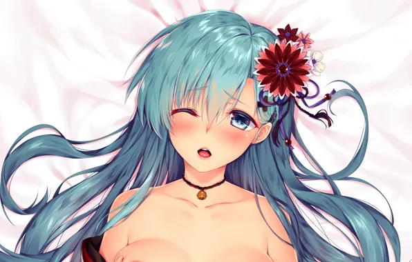 Girl, sexy, long hair, anime, blue eyes, beautiful, pretty, face