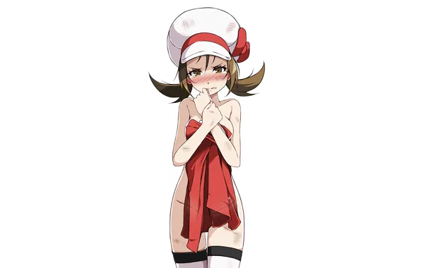 Girl, sexy, thighhighs, brown hair, brown eyes, boobs, anime, beautiful