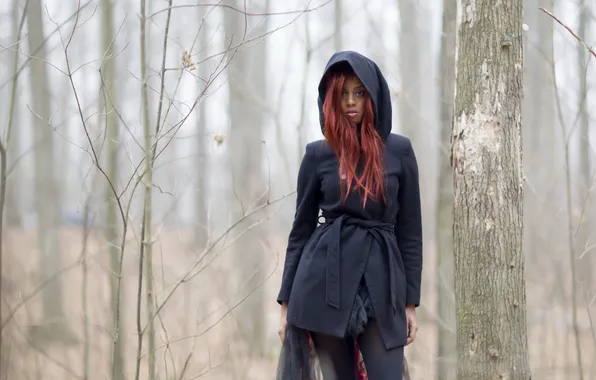 Лес, девушка, фон