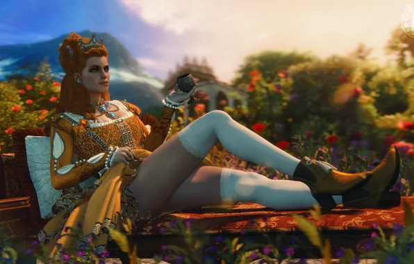 Девушка, вино, ноги, The Witcher 3 Wild Hunt, Toussaint, blood and wine, Anna Henrietta
