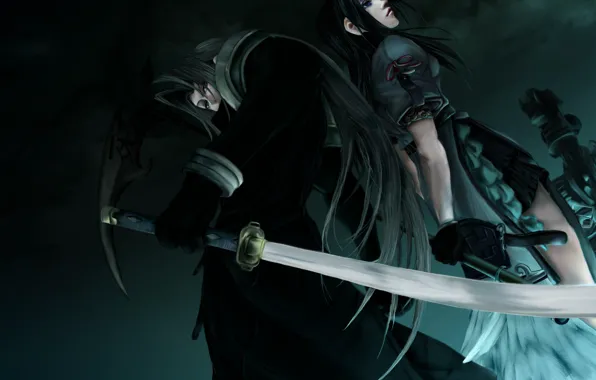 Картинка девушка, меч, парень, Final Fantasy, Sephiroth