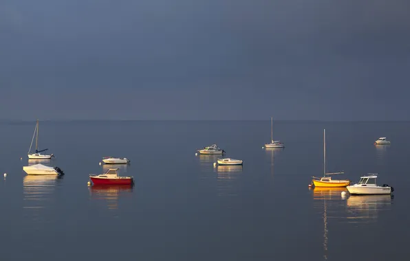 Картинка море, небо, лодка, утро, яхта