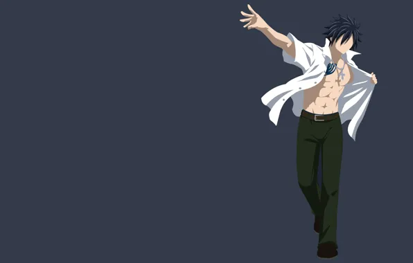 Минимализм, парень, Fairy Tail, Грей Фулбастер, Хвост феи
