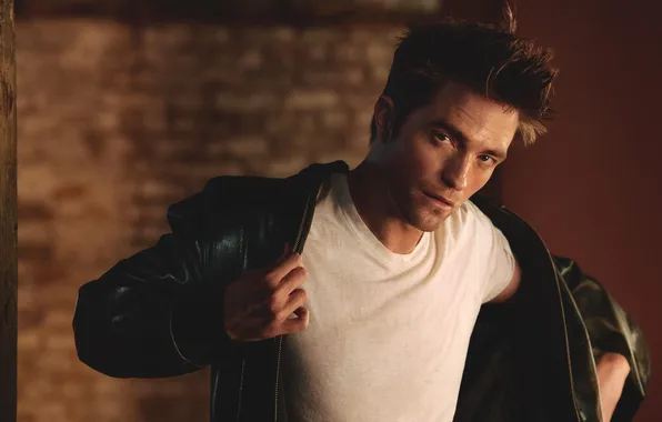 Взгляд, поза, куртка, актёр, Robert Pattinson, музыкант, Роберт Паттинсон, фотомодель