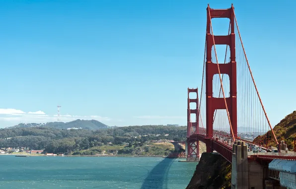Картинка море, небо, мост, океан, ворота, залив, Сан-Франциско, golden