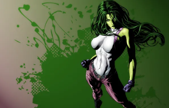Green, girl, art, Comics, She Hulk