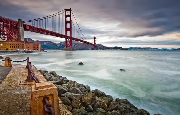 Картинка Сан-Франциско, Golden Gate Bridge, набережная, San Francisco, пролив Золотые Ворота, Мост Золотые Ворота, San Francisco …