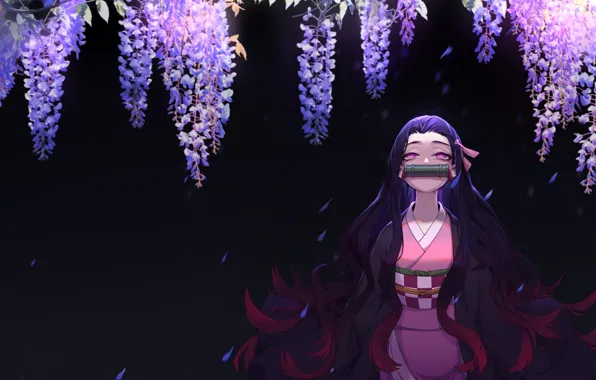 Девушка, аниме, демон, anime, relaxing, Kimetsu no Yaiba, клинок рассекающий демонов, Kamado Nezuko