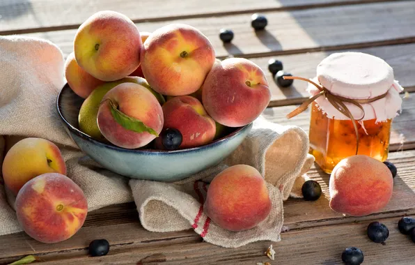 Фрукты, Мед, Honey, Fruit, Sunny peaches, Солнечные персики