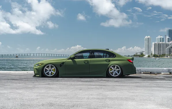 BMW, Side, BMW M3, Sea, Town