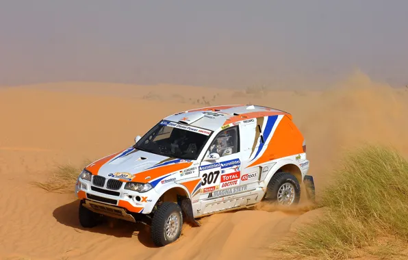 Песок, BMW, Пустыня, Машина, Гонка, 307, Rally, Dakar