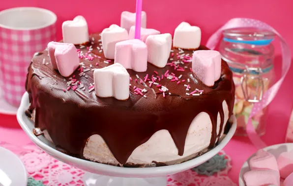 Сердце, шоколад, торт, сладкое, chocolate, глазурь, зефир, День рождения