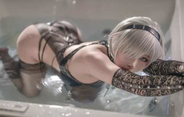 Ягодицы, sexy girl, cosplay, девушка в чулках, сексуальная попа, Nier Automata, ero coslpay, 2B (Nier …