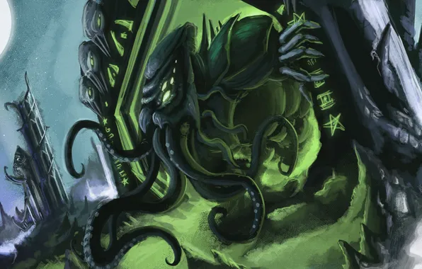 Картинка green, creature, H. P. Lovecraft, r lyeh
