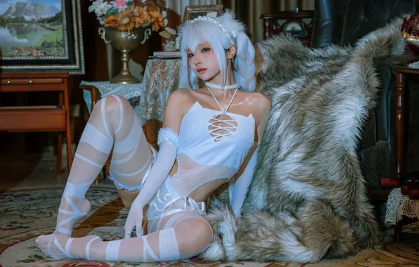 Lingerie, Asian, model, women, cosplay, women indoors, Chun Momo, Yun XiXi