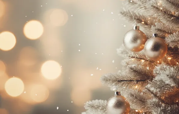 Картинка украшения, фон, шары, елка, Новый Год, Рождество, golden, new year
