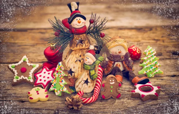 Украшения, Новый Год, Рождество, снеговики, Christmas, Xmas, cookies, decoration