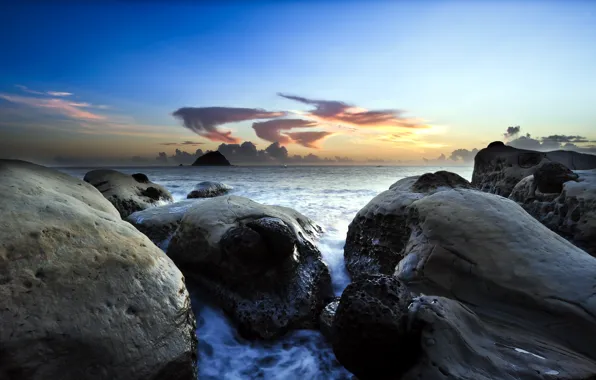Картинка море, небо, пейзаж, камни