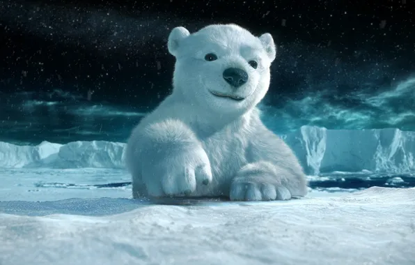 Картинка лед, снег, полярный медведь