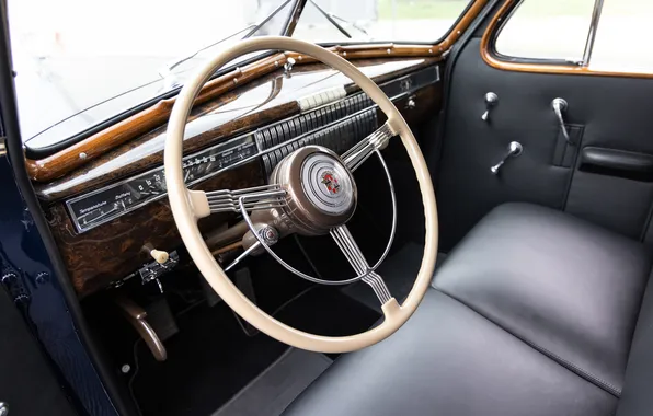 Cadillac, интерьер, Imperial, руль, панель приборов, ретро автомобили, Sedan, 1940