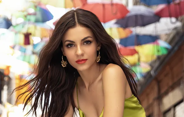 Картинка взгляд, девушка, лицо, макияж, брюнетка, красотка, боке, Victoria Justice