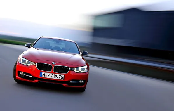 Картинка Красный, Авто, BMW, БМВ, Седан, Фары, Sedan, 3 Series