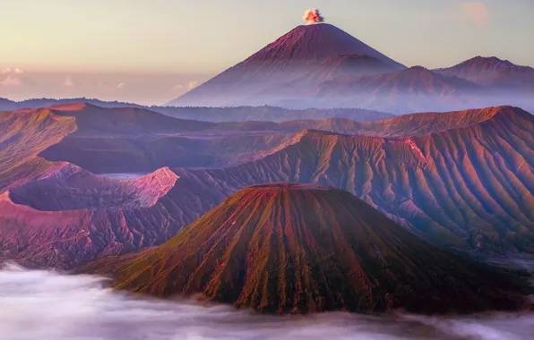 Индонезия, вулканы, Бромо, Тенгер