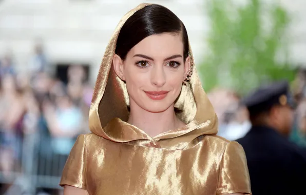 Взгляд, поза, макияж, актриса, капюшон, певица, фотосессия, Anne Hathaway