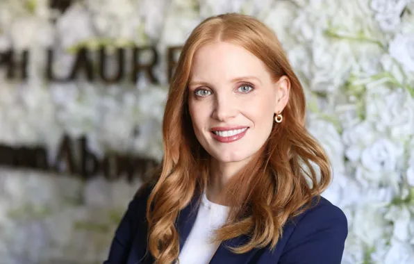 Взгляд, поза, улыбка, макияж, актриса, hair, Jessica Chastain, Джессика Честейн