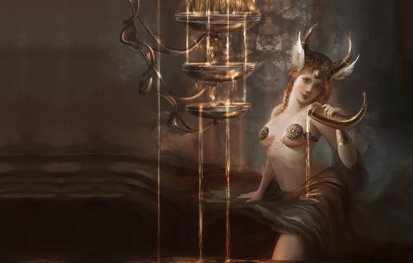 Девушка, арт, fantasy, грот, водолей, madeline boni