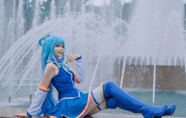 Model, women, cosplay, Kono Subarashii Sekai ni Shukufuku wo, Tsuki Des, Aqua (KonoSuba)