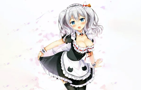 Girl, sexy, cleavage, thighhighs, long hair, dress, boobs, anime