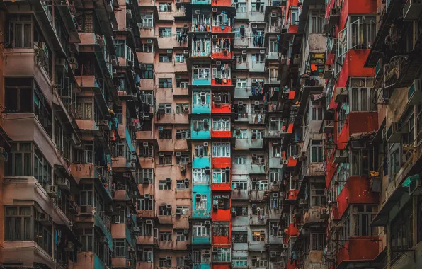 Картинка город, окна, дома, Китай