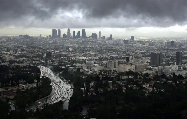Небо, здания, тучки, Los Angeles, лос анджелес