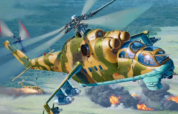 Картинка art, Ми-24, Ударный вертолёт, ВВС ГДР