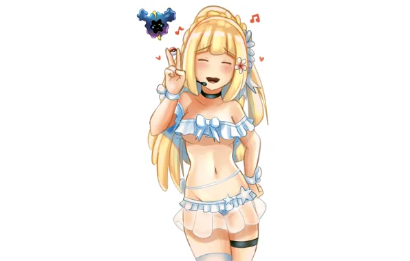 Girl, sexy, lingerie, bra, cleavage, panties, thighhighs, long hair