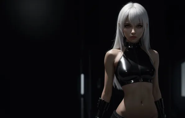Girl, fantasy, art, cyberpunk, blond, digital art, fantasy art, white hair