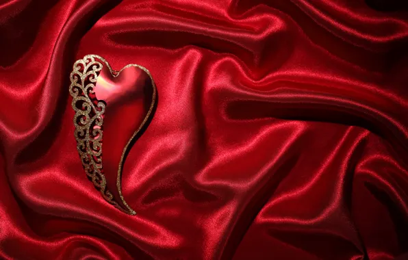 Картинка red, love, heart, romantic, silk, valentine`s day