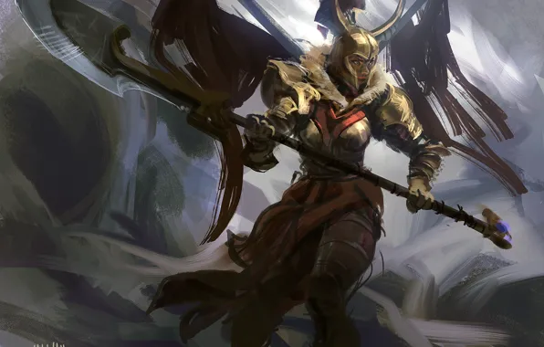 Девушка, шлем, броня, dota, dota 2, Legion Commander, tresdin