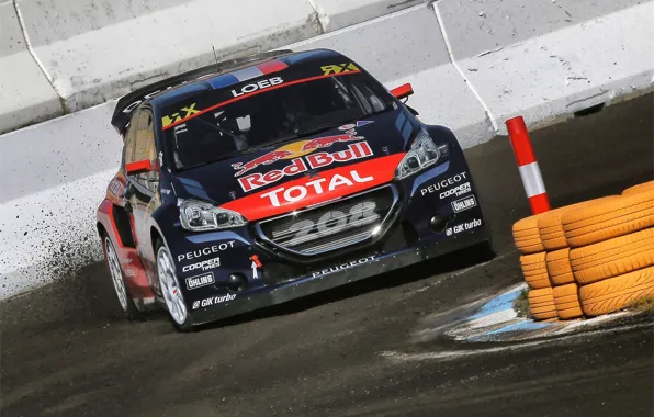 Пежо, Занос, Peugeot, Loeb, Передок, 208, WorldRX