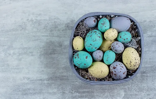 Яйца, Пасха, корзинка, eggs, easter, decoration