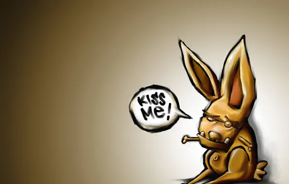 Обои, заяц, поцелуй, страшный, kiss mi