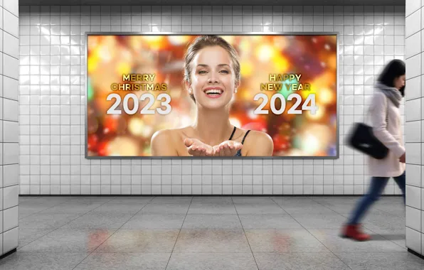 Christmas, new year, undergraund, underpass, 2024 year